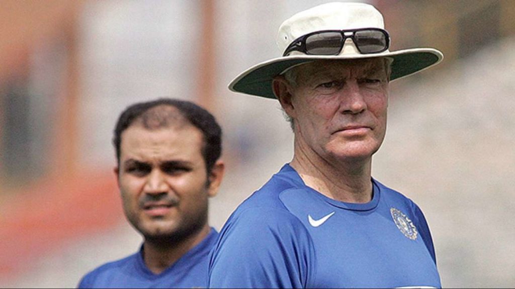 greg chappell with Virender Sehwag
