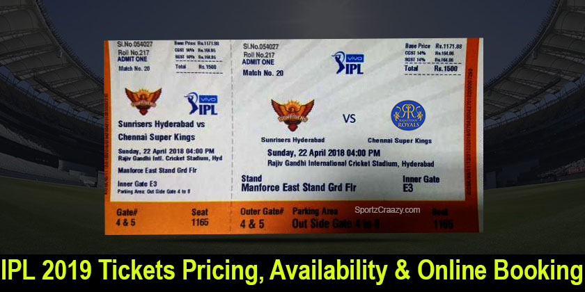 IPL 2019 Tickets Pricing