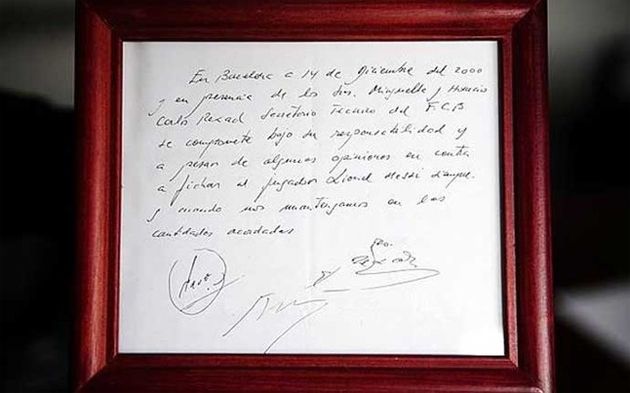 piece of napkin that started Lionel Messi's Career